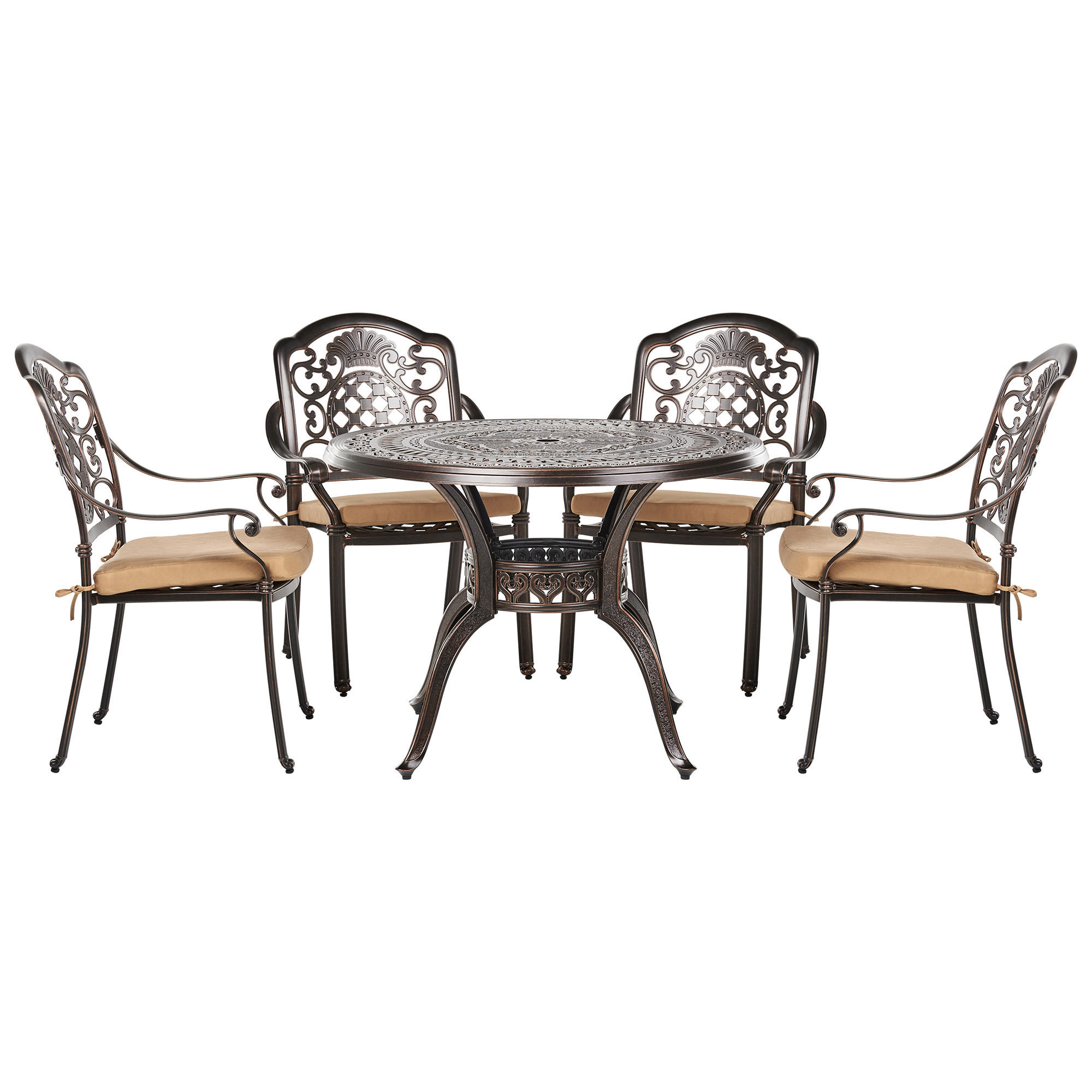 GARTENMÖBEL SET 4-Sitzer Aluminium dunkelbraun Salento - Beige/Braun, Metall - Beliani