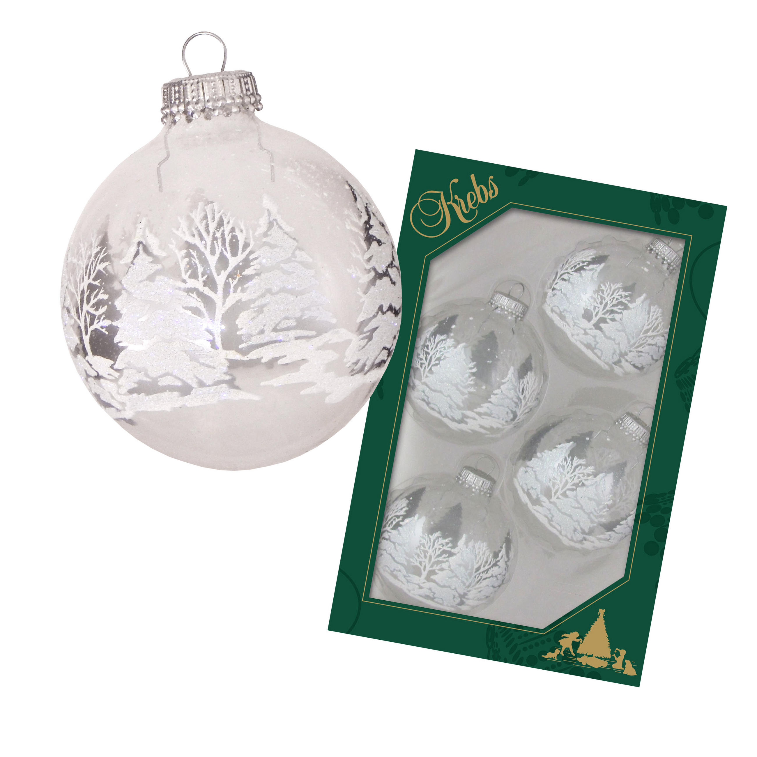 Krebs Glas Lauscha Christbaumkugeln Weiß 7x7x7 cm