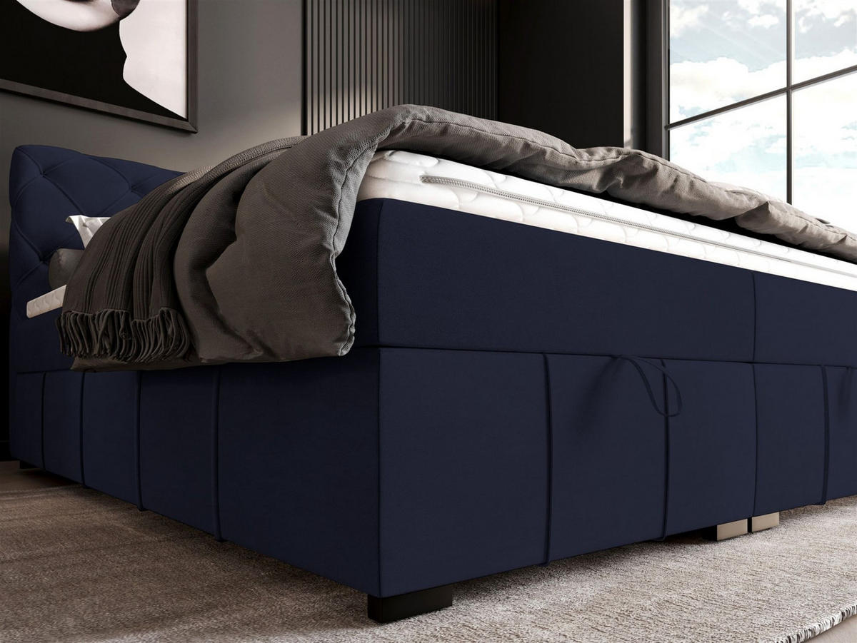BOXBETT Gisel - Blau, Holzwerkstoff/Textil (140/200cm) - Fun Möbel