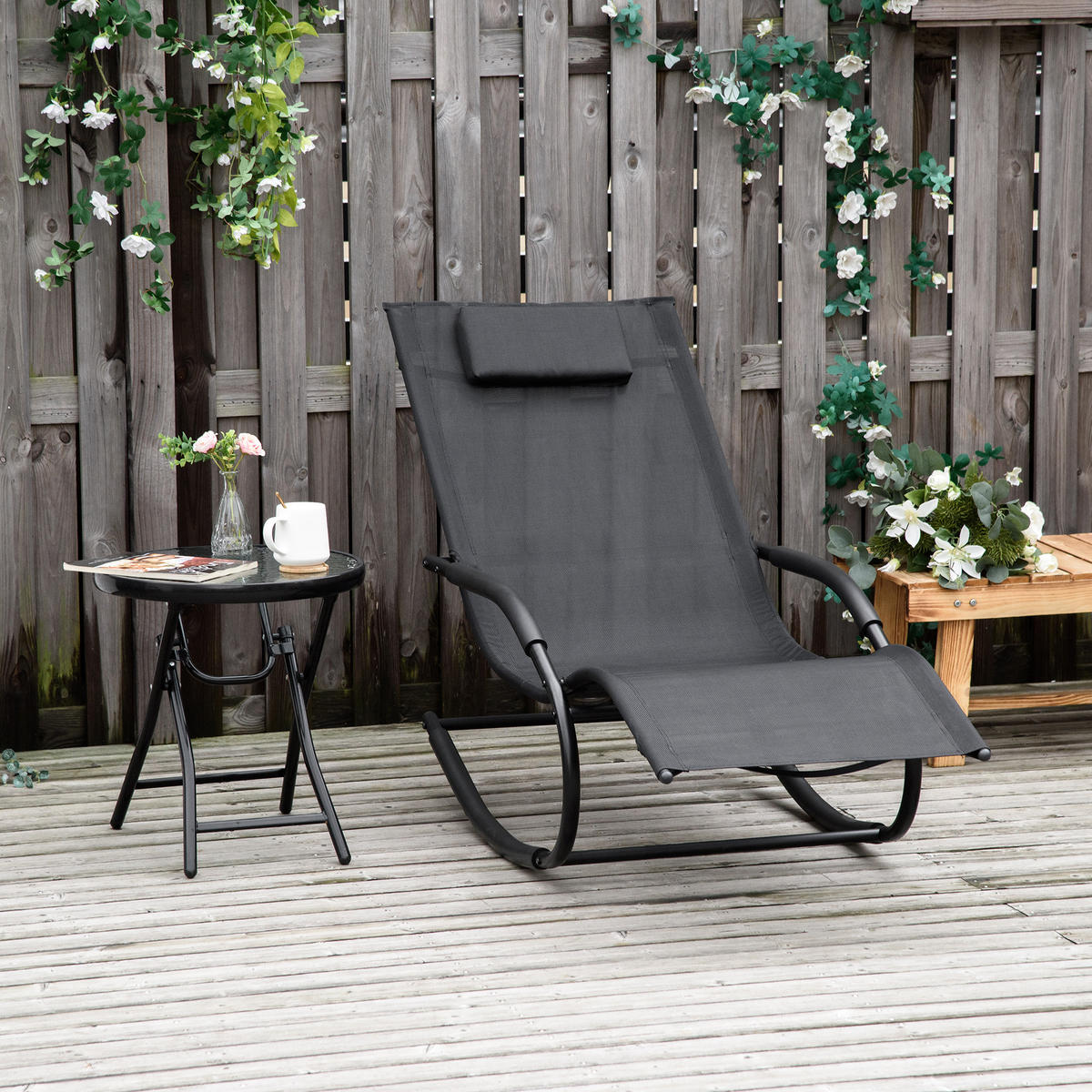 GARTENSCHAUKELSTUHL DE-15237 Schwarz - Schwarz, Metall (160/88/63cm) - ComfortXL