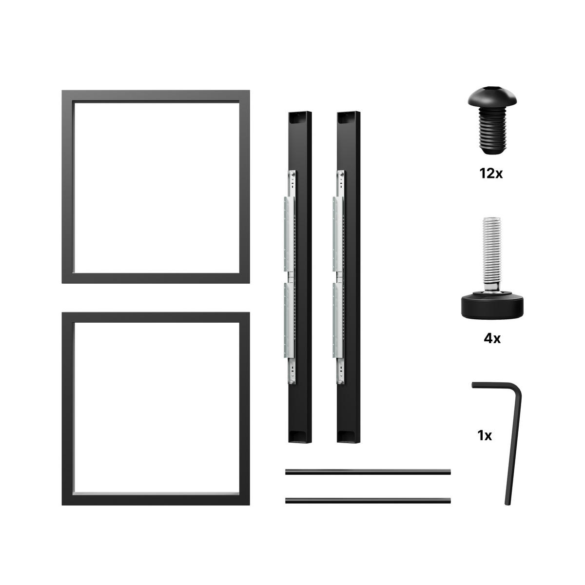 TISCHBEINE Eta Split Metall Schwarz 72cm Ausziehbarer - Schwarz, Metall (70/72/140cm) - Metalo Pro