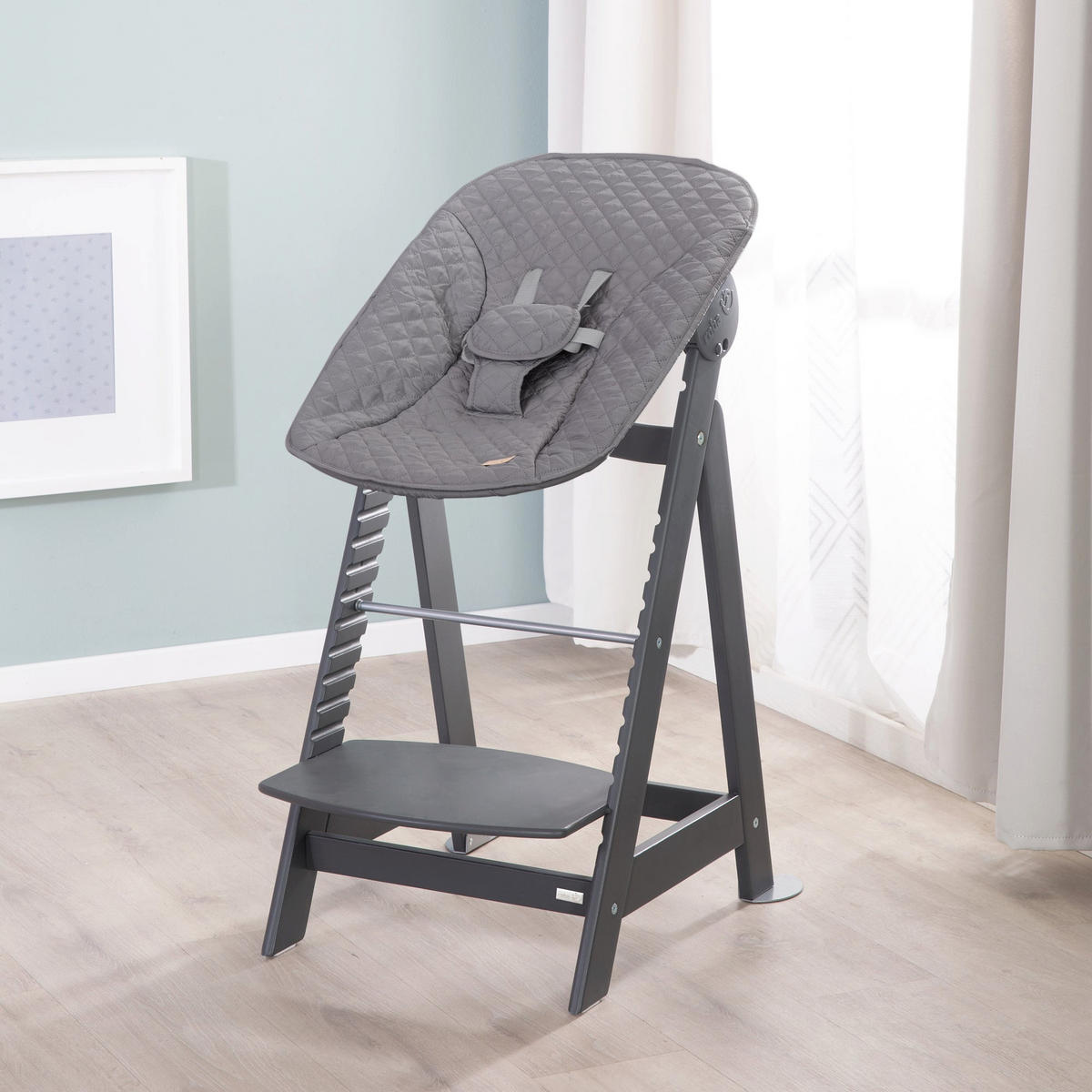 HOCHSTUHL-SET 2in1 Born Up Anthrazit - Anthrazit, Holzwerkstoff/Textil (46/94/66.5cm) - Roba