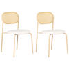 ESSZIMMERSTUHL 2er-Set Metall beige/heller Holzfarbton Adaver - Hellbraun/Beige, Metall (47/79/48cm) - Beliani