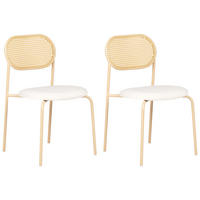 ESSZIMMERSTUHL 2er-Set Metall beige/heller Holzfarbton Adaver - Hellbraun/Beige, Metall (47/79/48cm) - Beliani