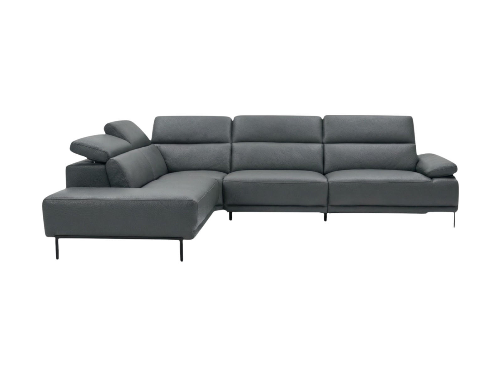 ECKSOFA Fiesta Echtleder Anthrazit - Anthrazit, Leder/Metall (220/282cm)