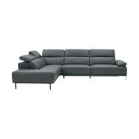 ECKSOFA Fiesta Echtleder Anthrazit - Anthrazit, Leder/Metall (220/282cm)