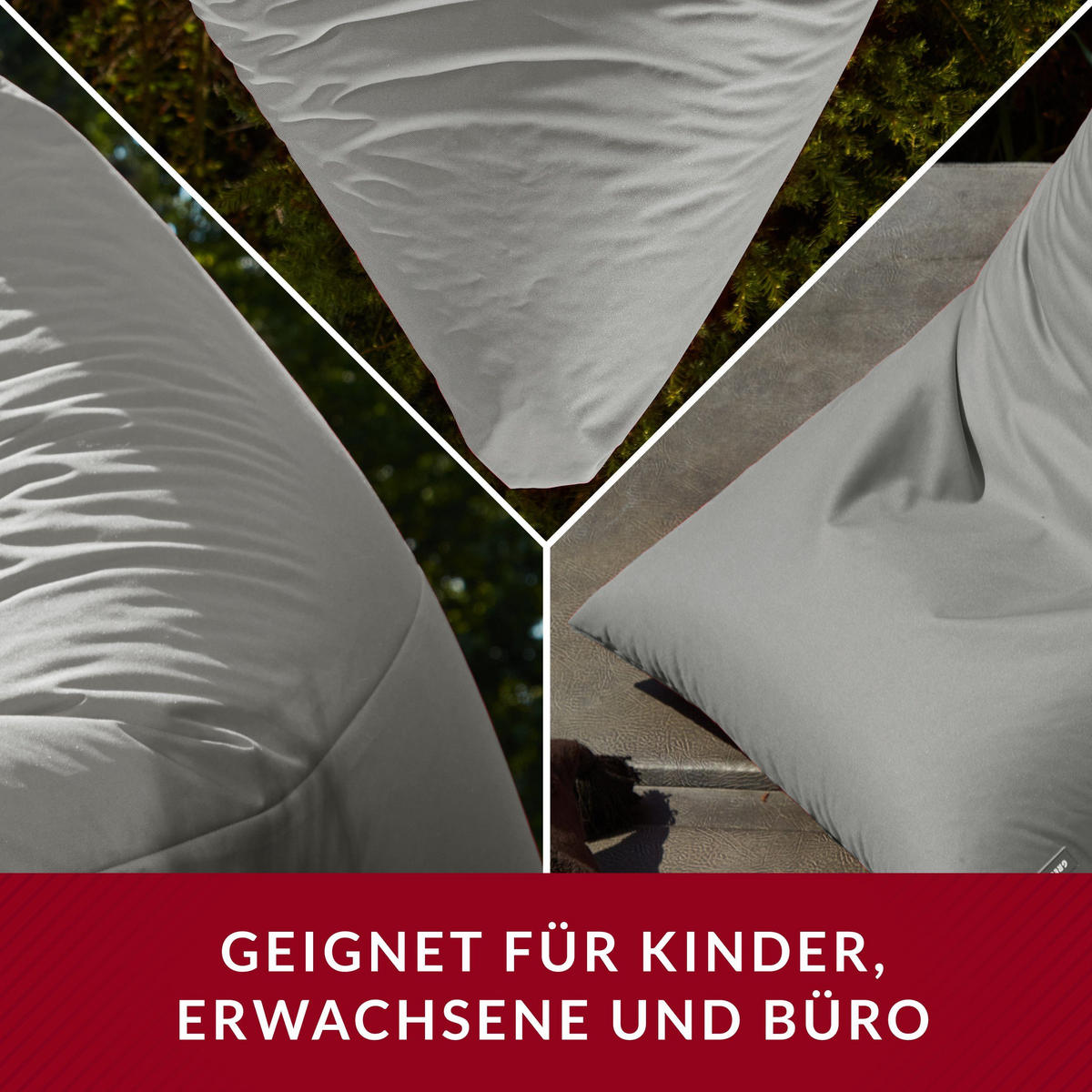 OUTDOOR SITZSACK Triangle 150x100x100cm - Hellgrau, Textil (100/100/150cm) - Green Bean