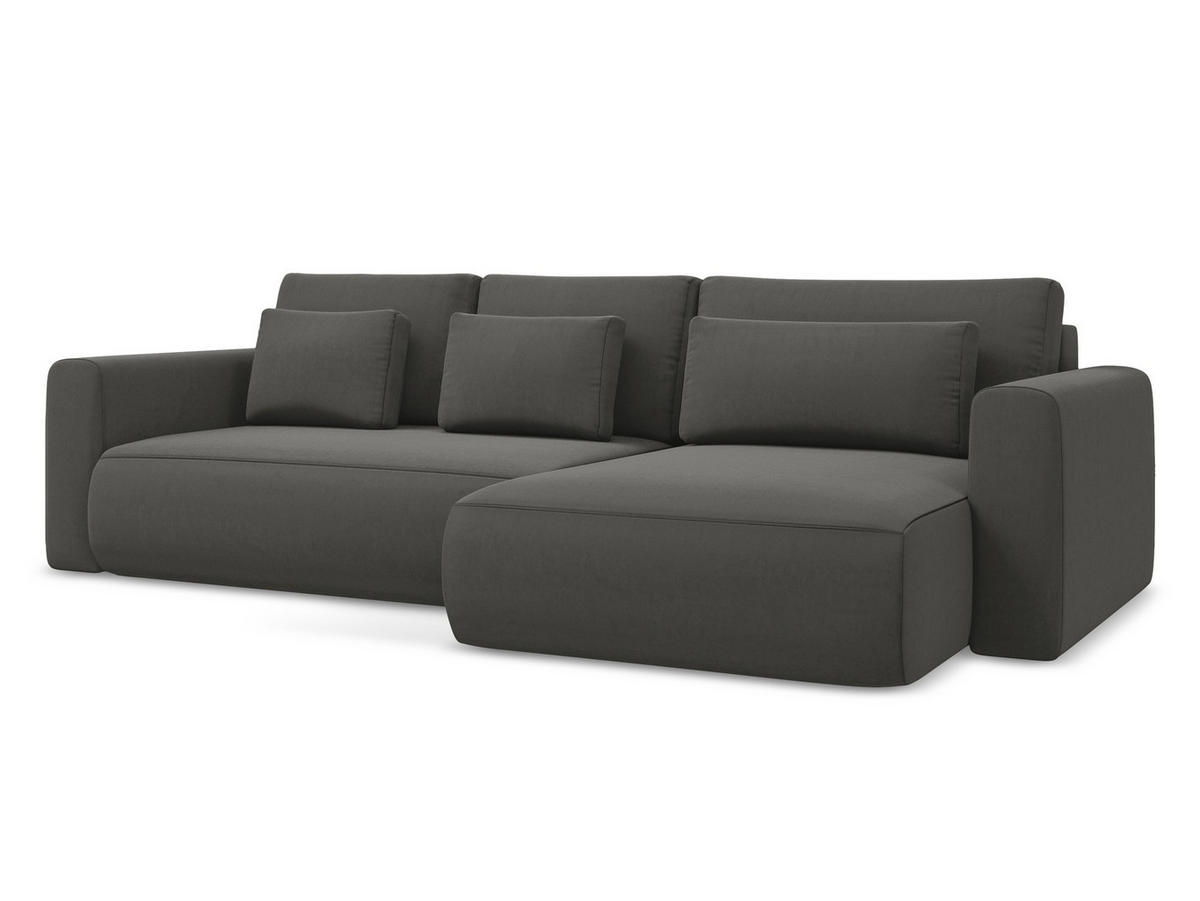 ECKSOFA mit Schlaffunktion Samt Stoff Grau - Dunkelgrau/Schwarz, Kunststoff/Textil (278/149cm) - Makamii