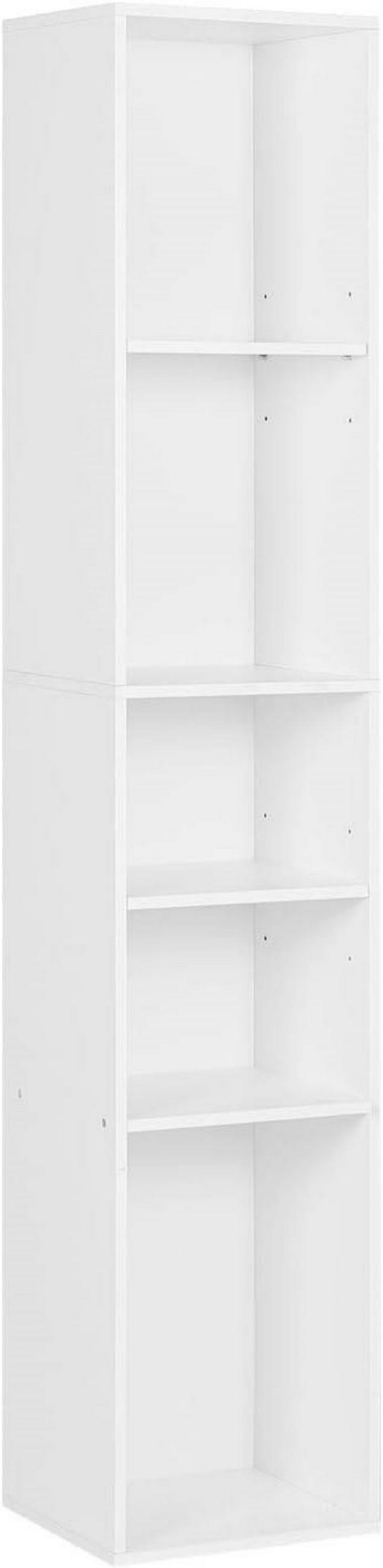 BÜCHERREGAL, offenes Regal mit 5 Würfeln, Weiß - Weiß, Holzwerkstoff (30/151/26cm) - Woltu