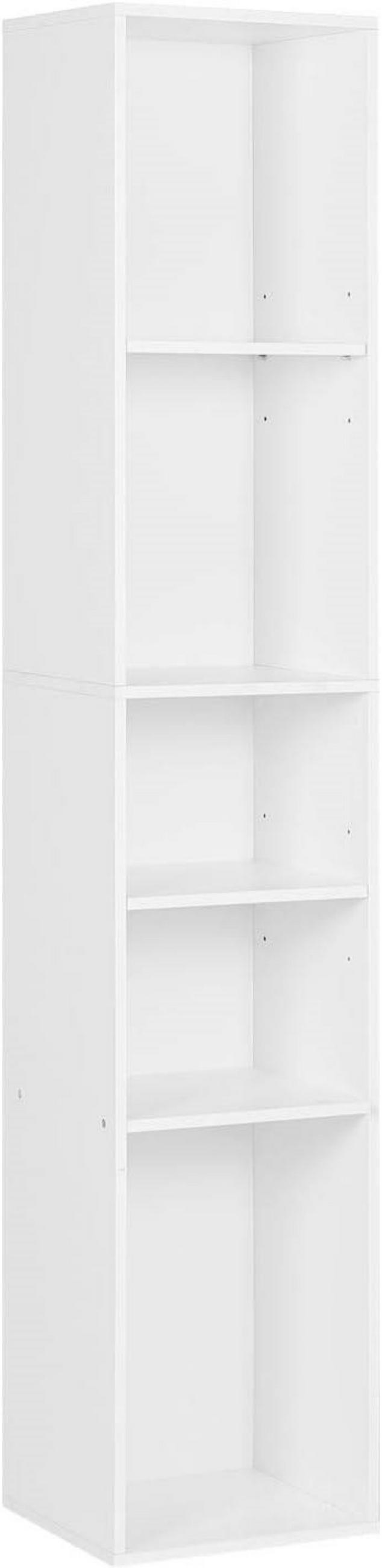 BÜCHERREGAL, offenes Regal mit 5 Würfeln, Weiß - Weiß, Holzwerkstoff (30/151/26cm) - Woltu