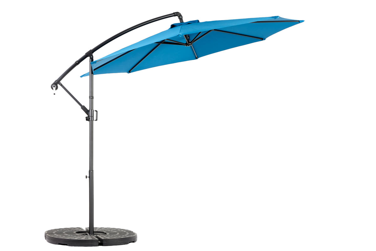 AMPELSCHIRM aus Stahl 294x294x250 cm in Dunkelblau mit Kurbel & Neigefunktion - Dunkelblau, Metall (294/294cm) - Modfu