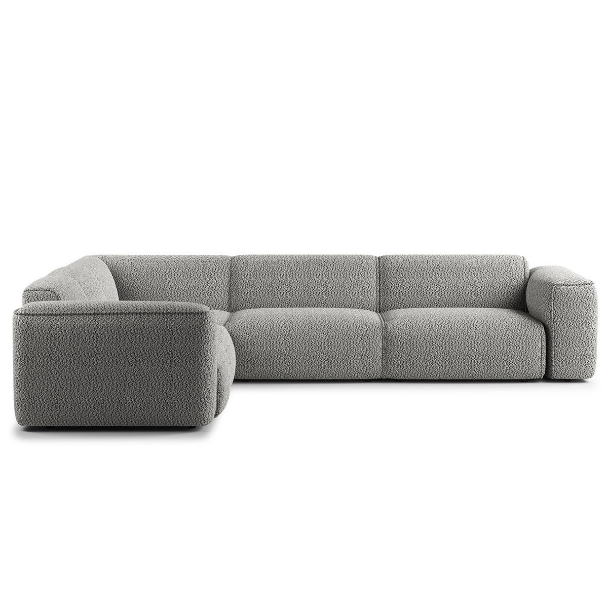 ECKSOFA mit Rundecke - Schwarz/Grau, Kunststoff/Textil (325/260cm) - home24