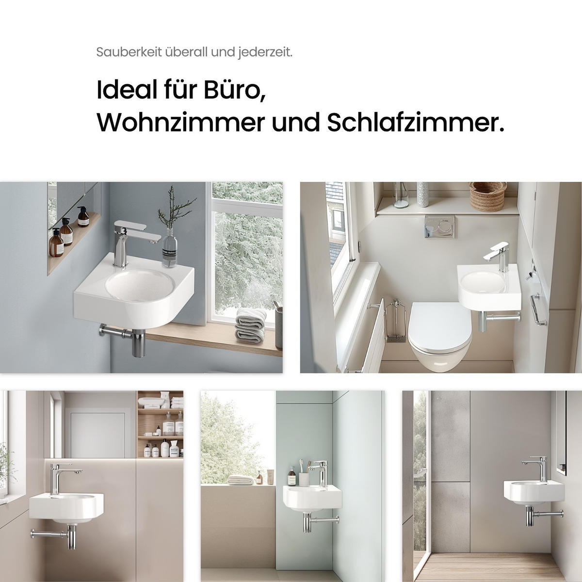 WASCHBECKEN Wandmontage Weiß Glänzend 44 / 38,5 / 15,5 cm - Weiß, Keramik (38.5/15.5/44cm) - EMKE