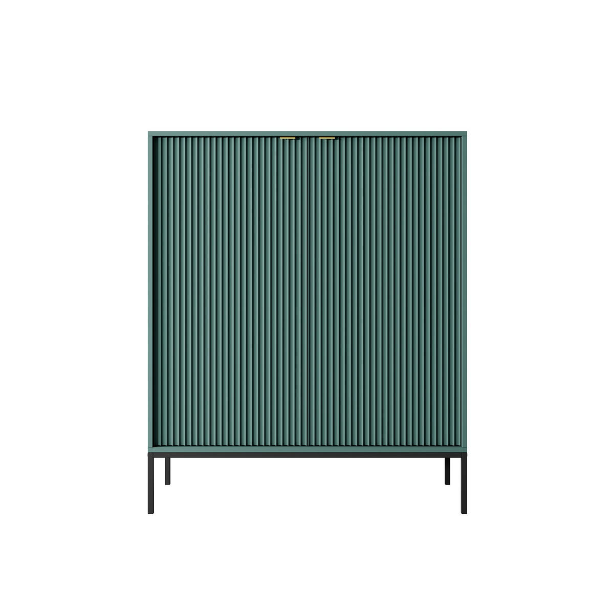 HIGHBOARD Nova Grün, Schwarze Beine und Goldene Griffe - Goldfarben/Schwarz, Holzwerkstoff/Metall (104/125/39cm) - Bettso