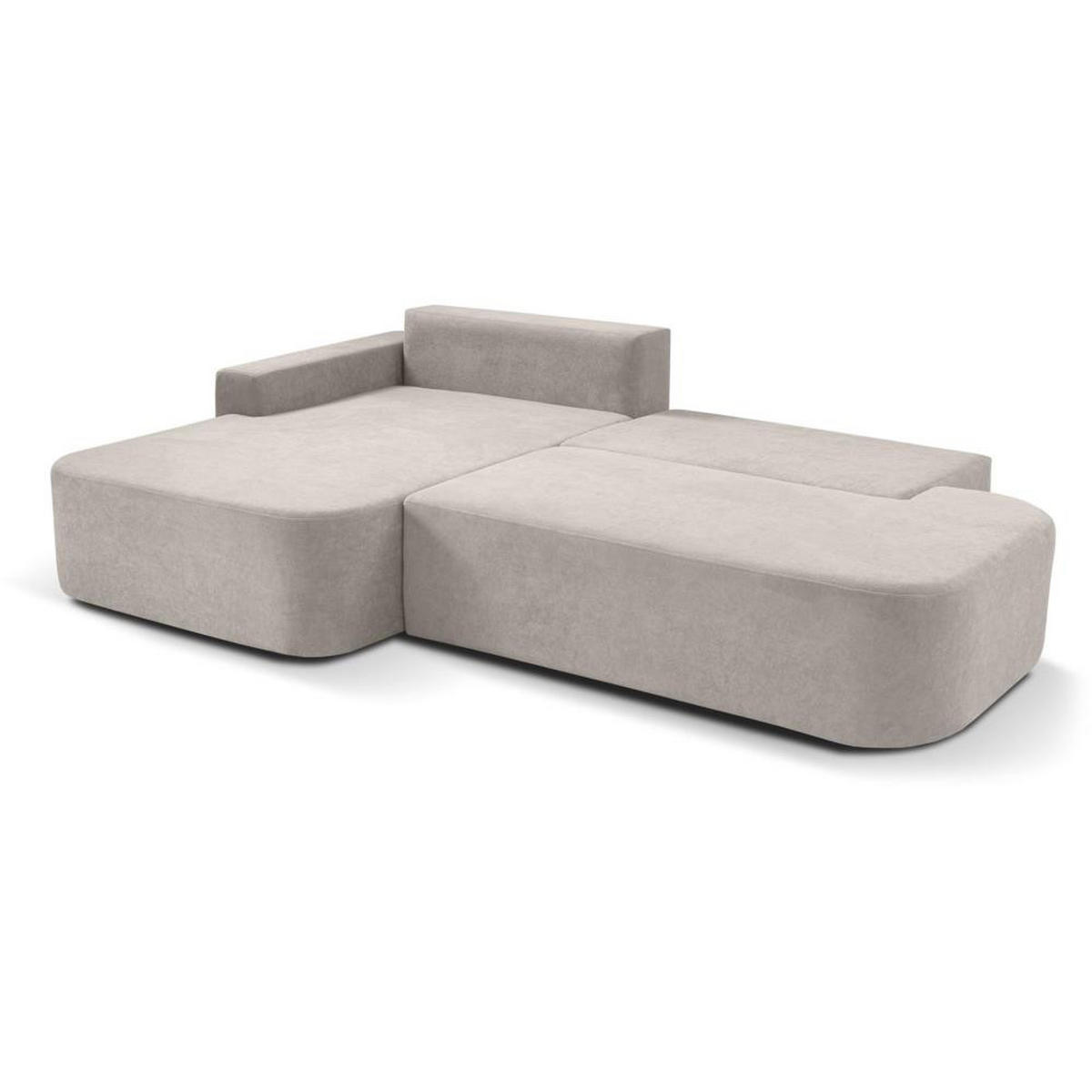 ECKSCHLAFSOFA Gavi beige velours links - Beige, Textil (269/171cm) - Beautysofa