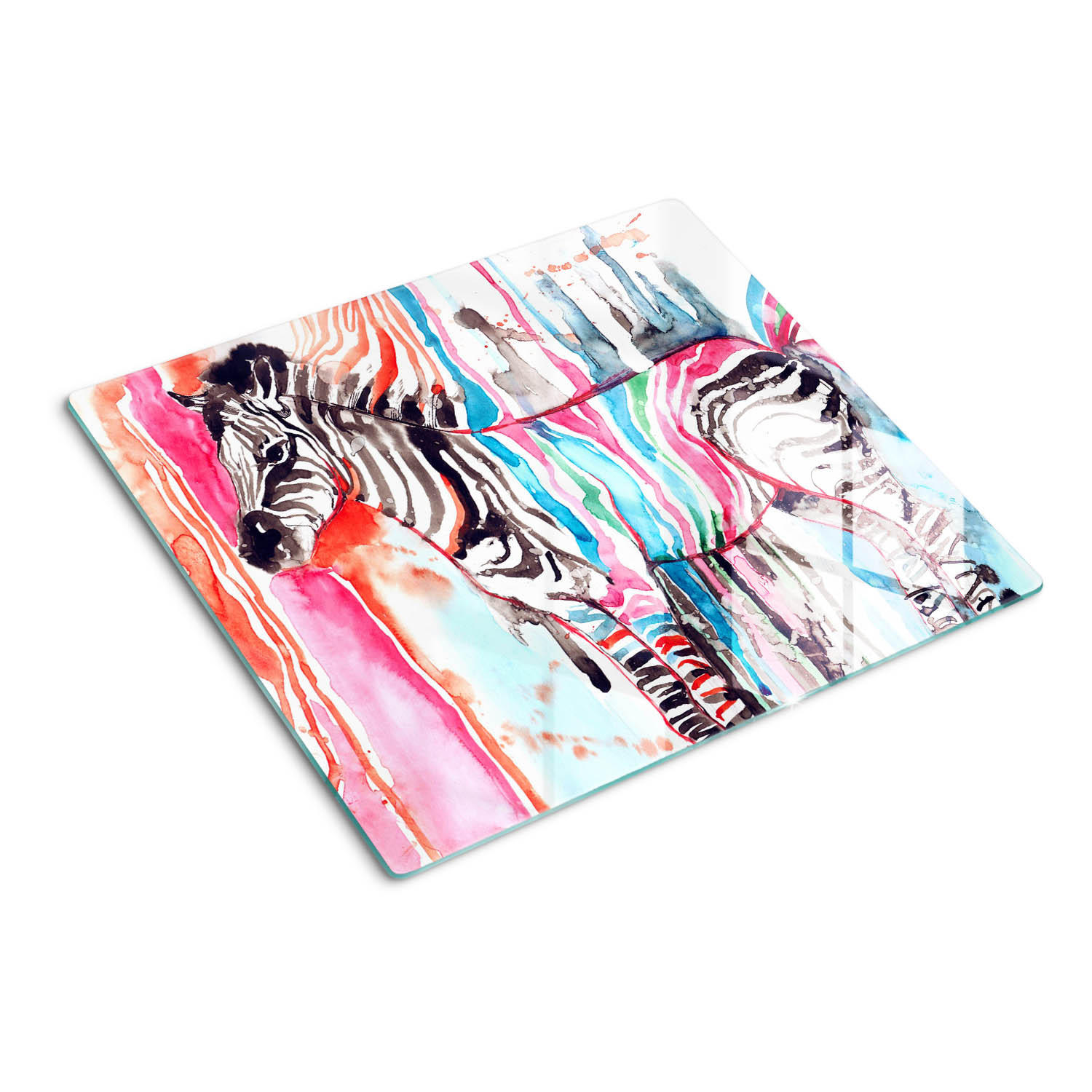 GLASPLATTE 60x52 cm Buntes Zebra - Multicolor, Glas (60/0.4/52cm) - TULUP