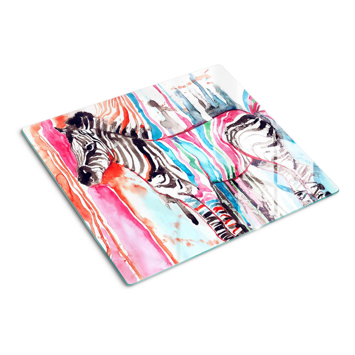 GLASPLATTE 60x52 cm Buntes Zebra - Multicolor, Glas (60/0.4/52cm) - TULUP