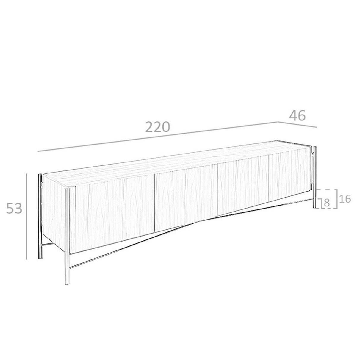 TV-ELEMENT TV-Ständer Nussbaum und dunkler Stahl 220/46/53 cm - Dunkelgrau/Walnussfarben, Holz (220/53/46cm) - ANGEL CERDA