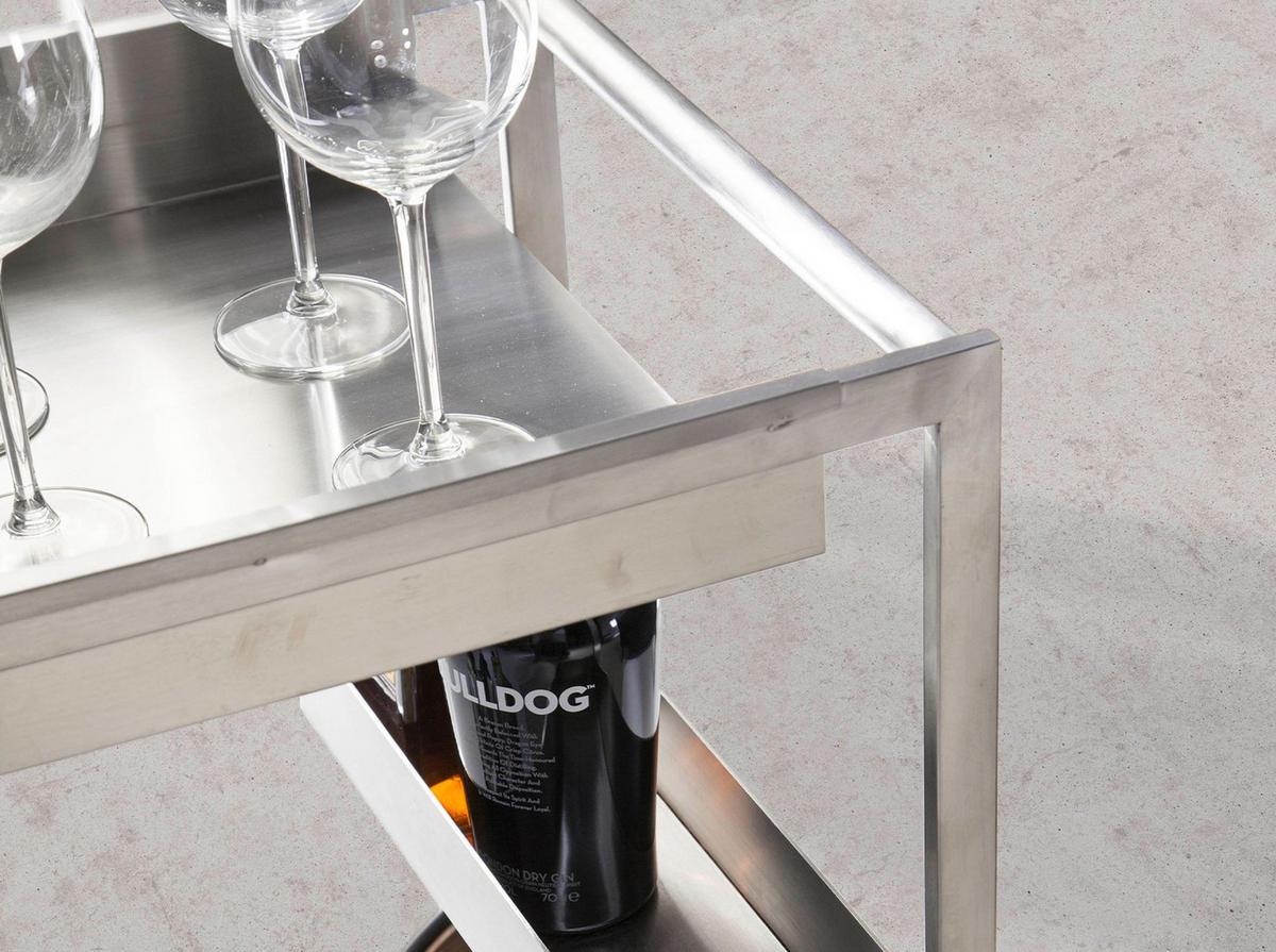 MINIBARWAGEN Stahl und Nussbaum 80/45/74 cm - Edelstahlfarben/Walnussfarben, Metall (80/74/45cm) - ANGEL CERDA