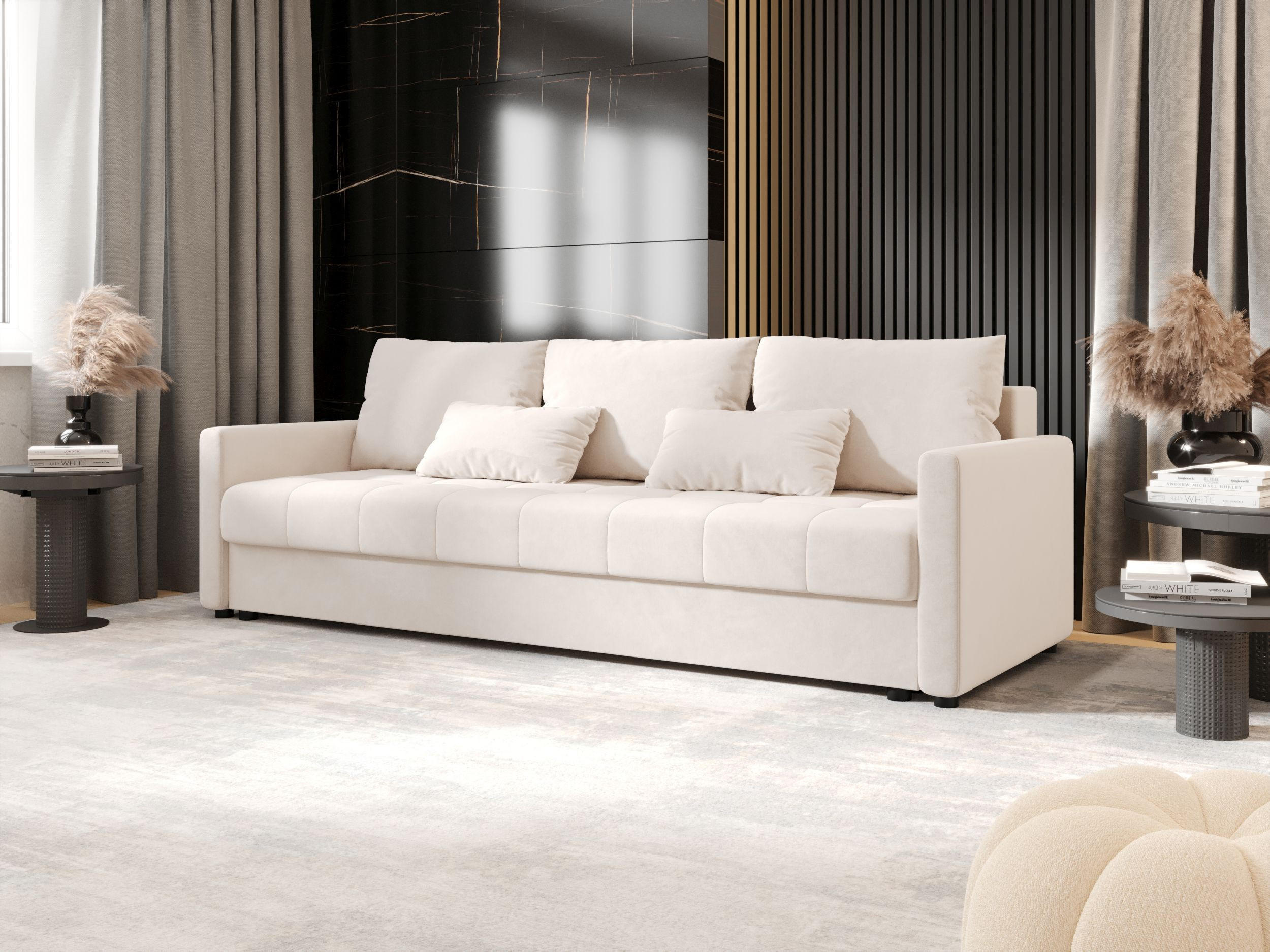 SOFA MOS mit Schlaffunktion ITAKA 16 mit Stauraum - Creme, Textil (84/72/220cm) - Bedante