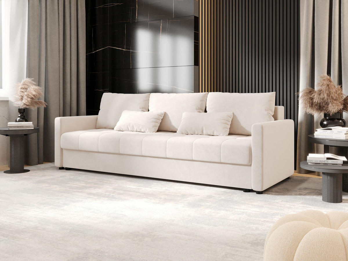 SOFA MOS mit Schlaffunktion ITAKA 16 mit Stauraum - Creme, Textil (84/72/220cm) - Bedante