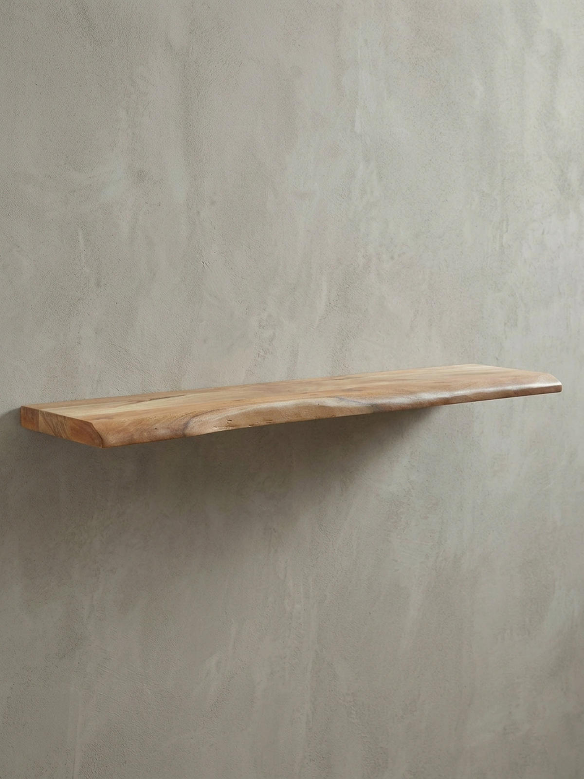 WANDREGAL Akazienholz Baumkante Rustikal, Beige 120x26x4 cm - Beige, Holz (120/4/26cm) - KADIMA DESIGN