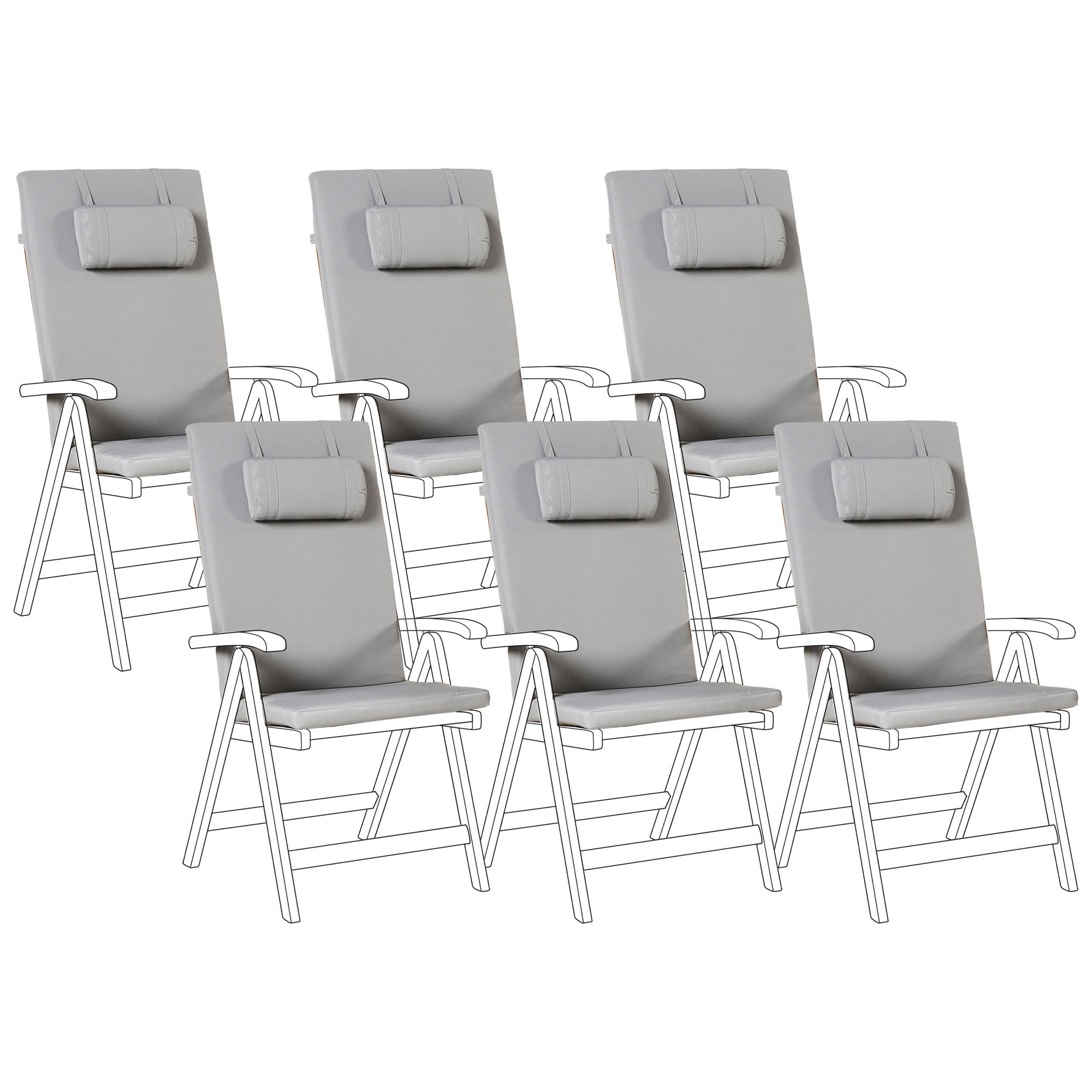 OUTDOOR-SITZKISSEN 6er-Set Hellgrau 50/45 cm Java/Amantea Premium - Hellgrau, Textil (71/71/50cm) - Beliani