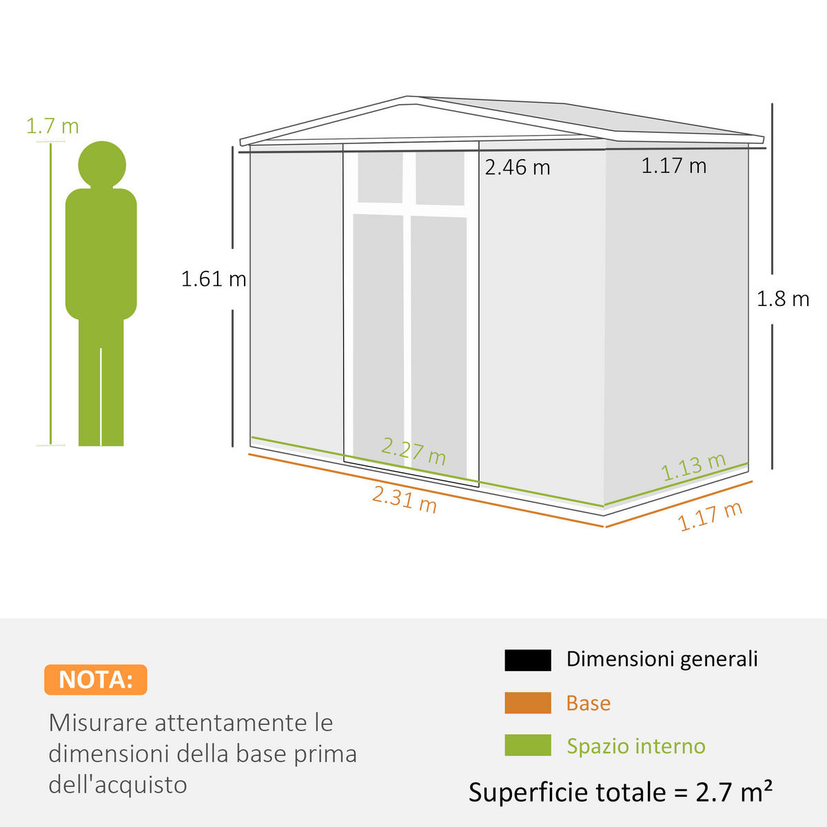 GARTENHAUS Grau 1 Stück - Grau, Kunststoff/Metall (117/180/246cm) - GiPP