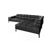 ECKSOFA NELSON Schwarz Leder - Schwarz, Leder/Metall (321/216cm) - KAWOLA