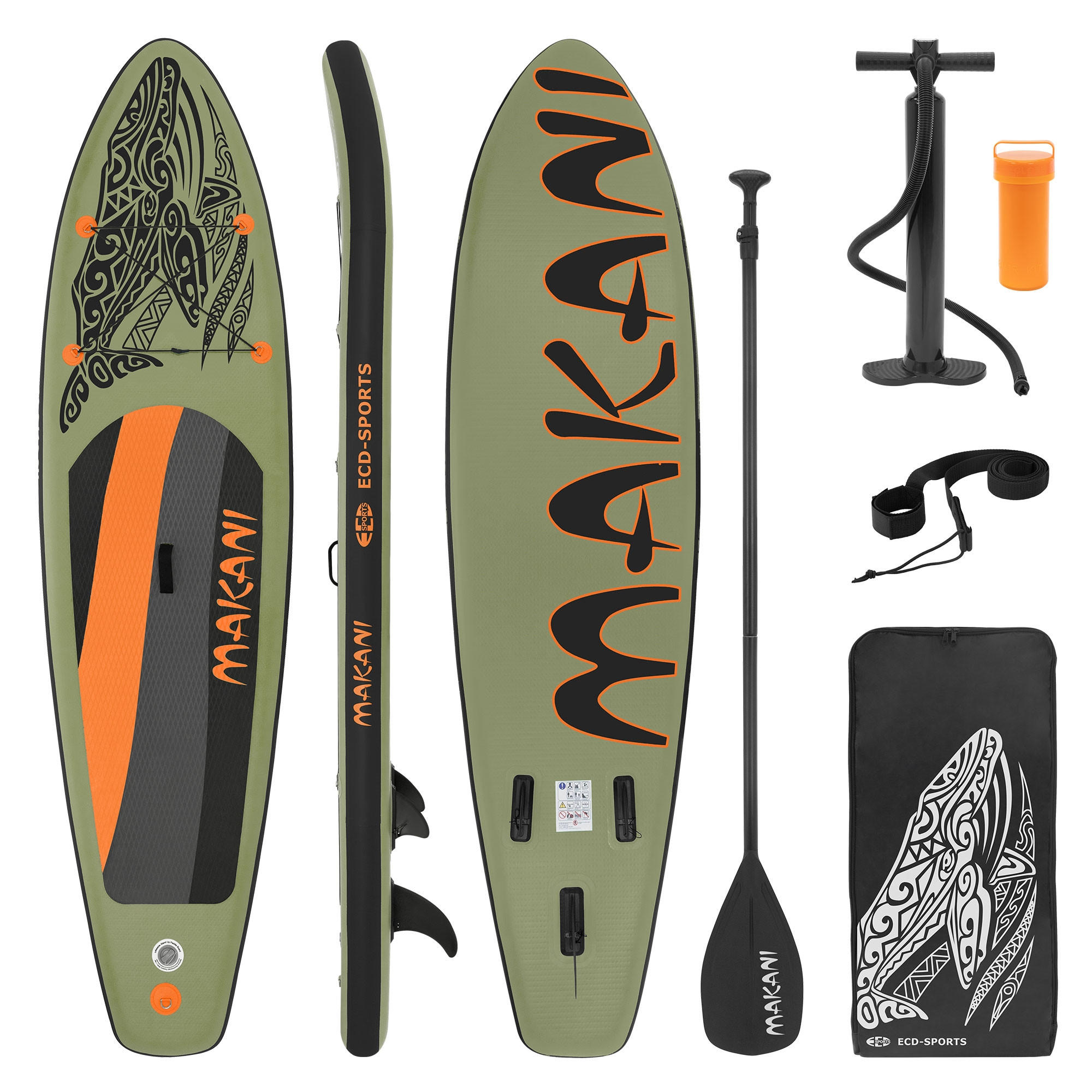 STAND UP PADDLE BOARD Makani Olive - Olivgrün, Kunststoff (320/80/15cm) - ECD-Germany