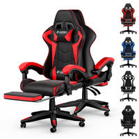 GAMINGSTUHL Schwarz-Rot Racing ergonomisch mit Fußstütze,Leder - Rot, Metall (29/59/79cm) - Rattrix