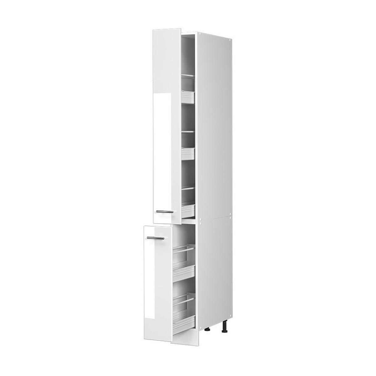 APOTHEKERSCHRANK Fame-Line, Weiß Hochglanz/Weiß, 20 cm - Weiß Hochglanz/Weiß, Holzwerkstoff (20/206.8/58cm) - Vicco