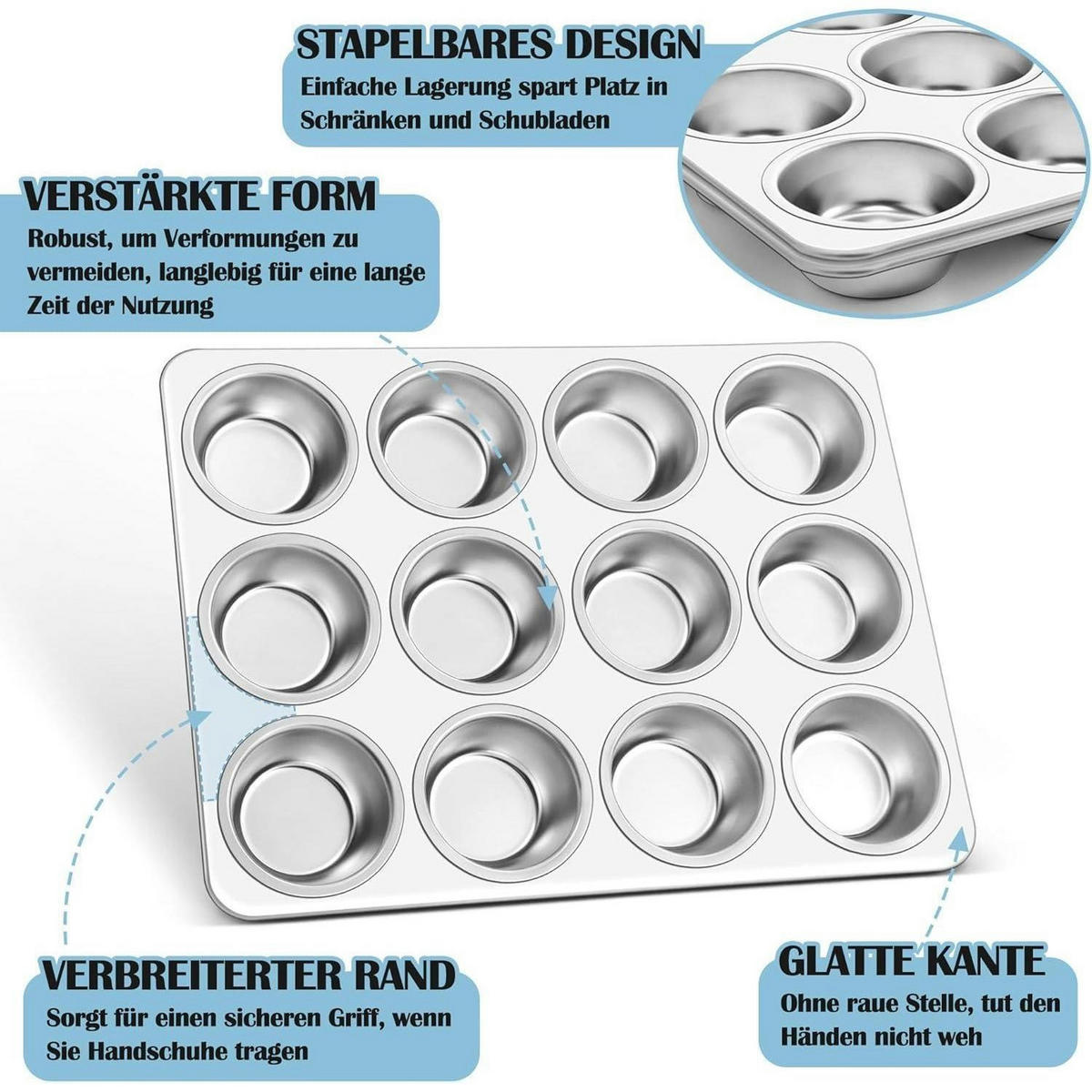 MUFFINBACKFORM 2er Set Edelstahl - Silberfarben, Metall (30/4/40cm)