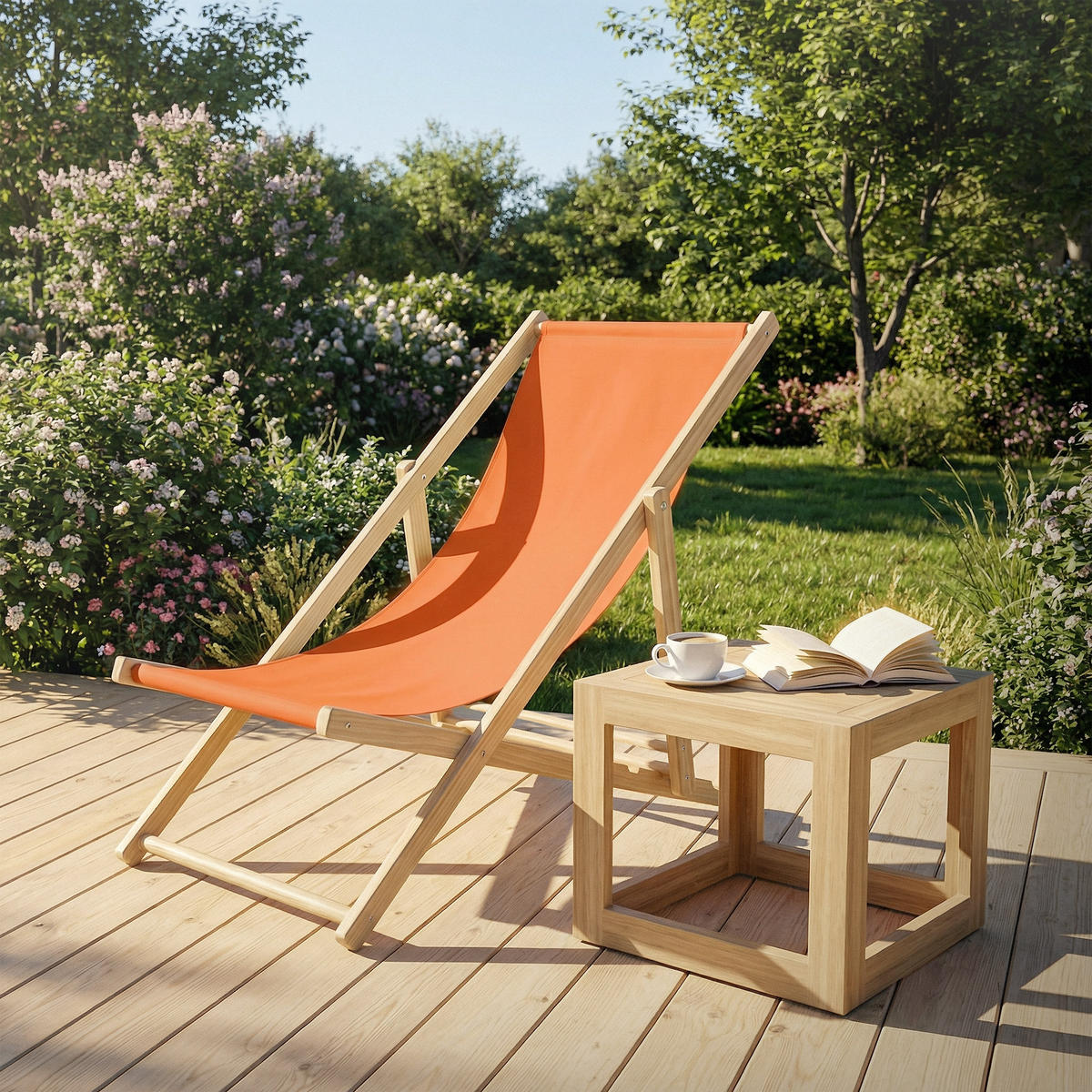 LIEGESTUHL Orange - Orange, Holz (57.5/83/100cm) - ECD-Germany