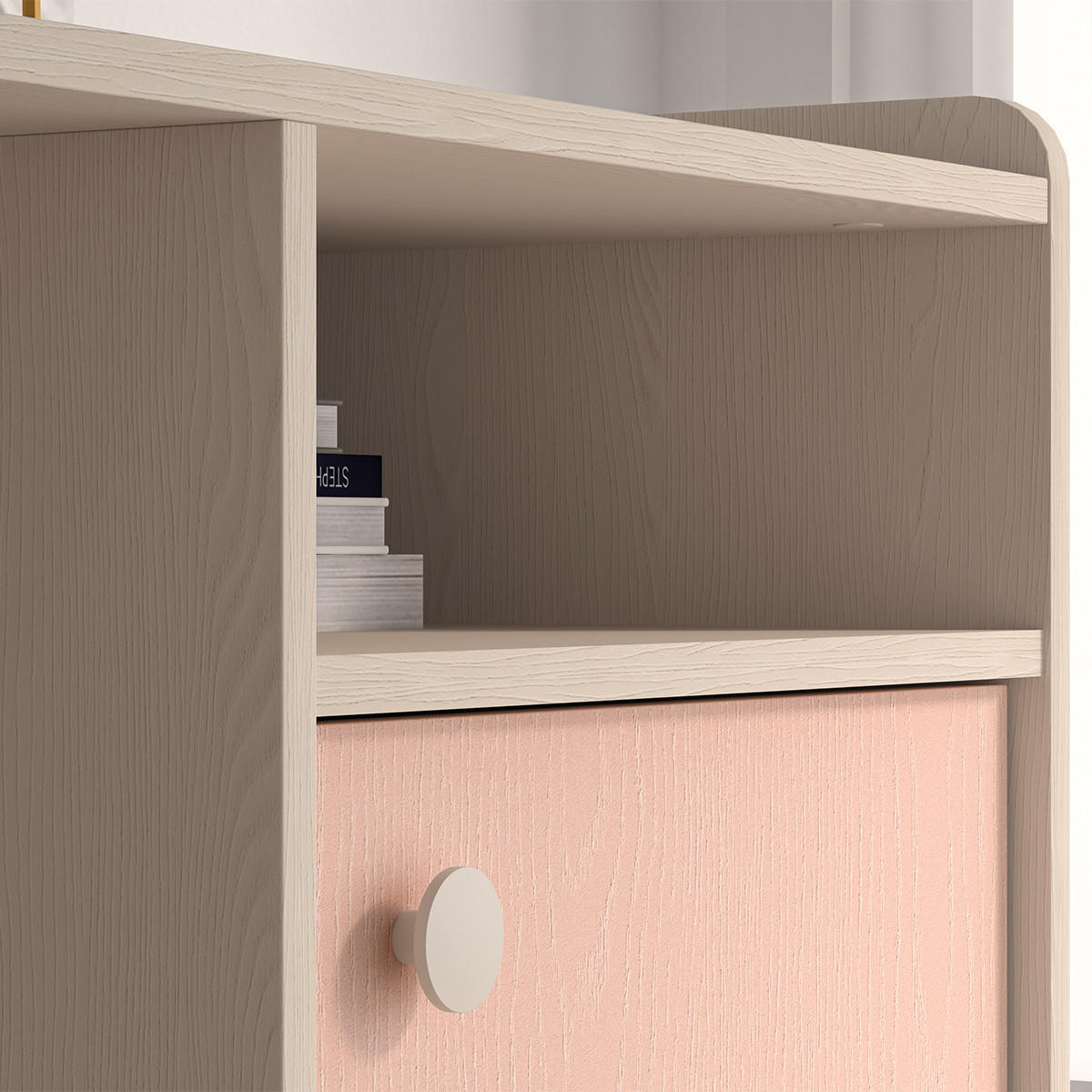 PSACÍ STŮL Alycia Béžová - Korálově růžová - Efekt dřeva - růžová, dřevo (120/80/58cm) - Petits-meubles