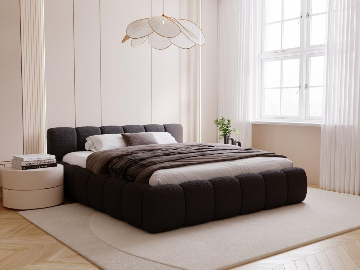 POLSTERBETT Cloud Low 180x200 Bouclé-Stoff Schwarz - Schwarz, Textil (180/200cm) - Graingold