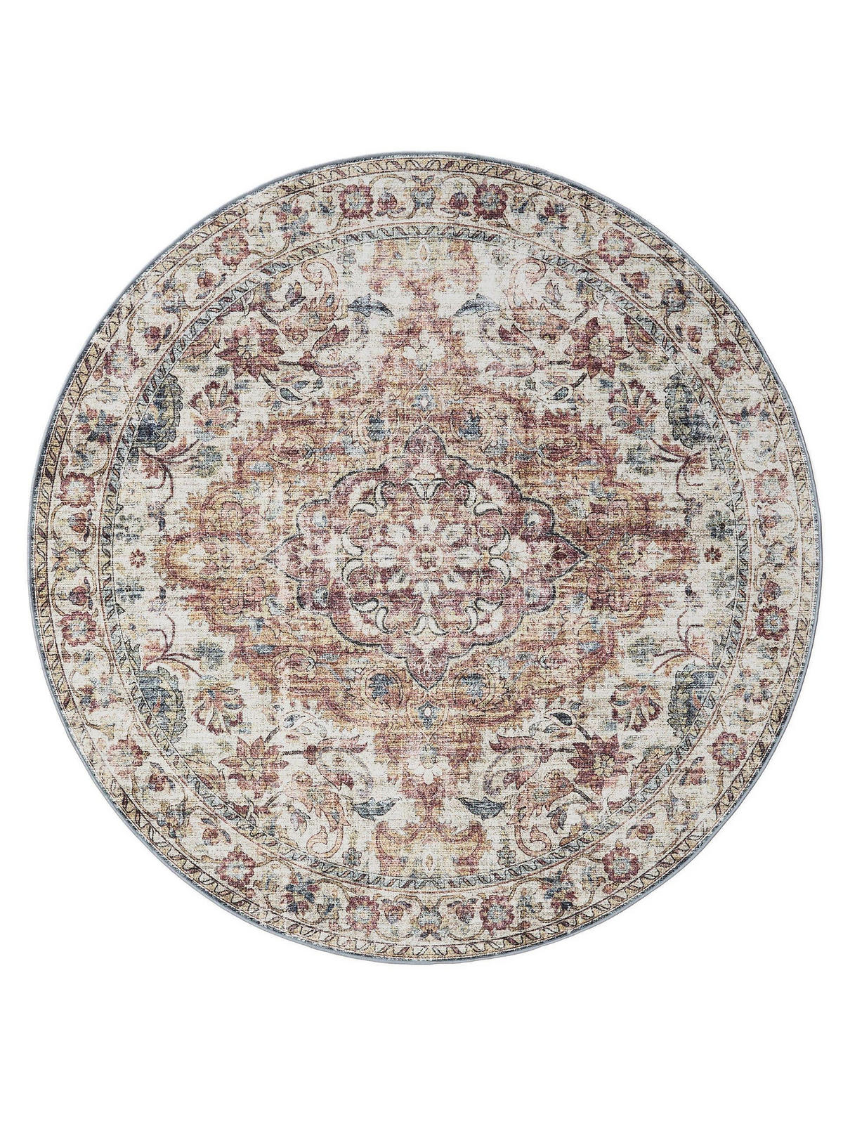 VINTAGE-TEPPICH George waschbar ø 160 cm rund - Multicolor, Kunststoff (160/160cm) - benuta
