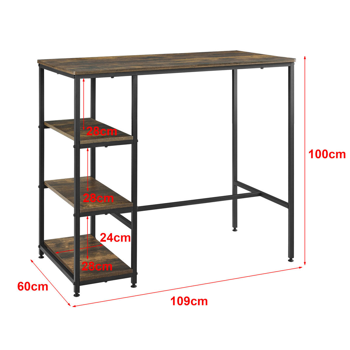 BARTISCH Växjö - Dunkelbraun, Metall (109/100/60cm) - [en.casa]