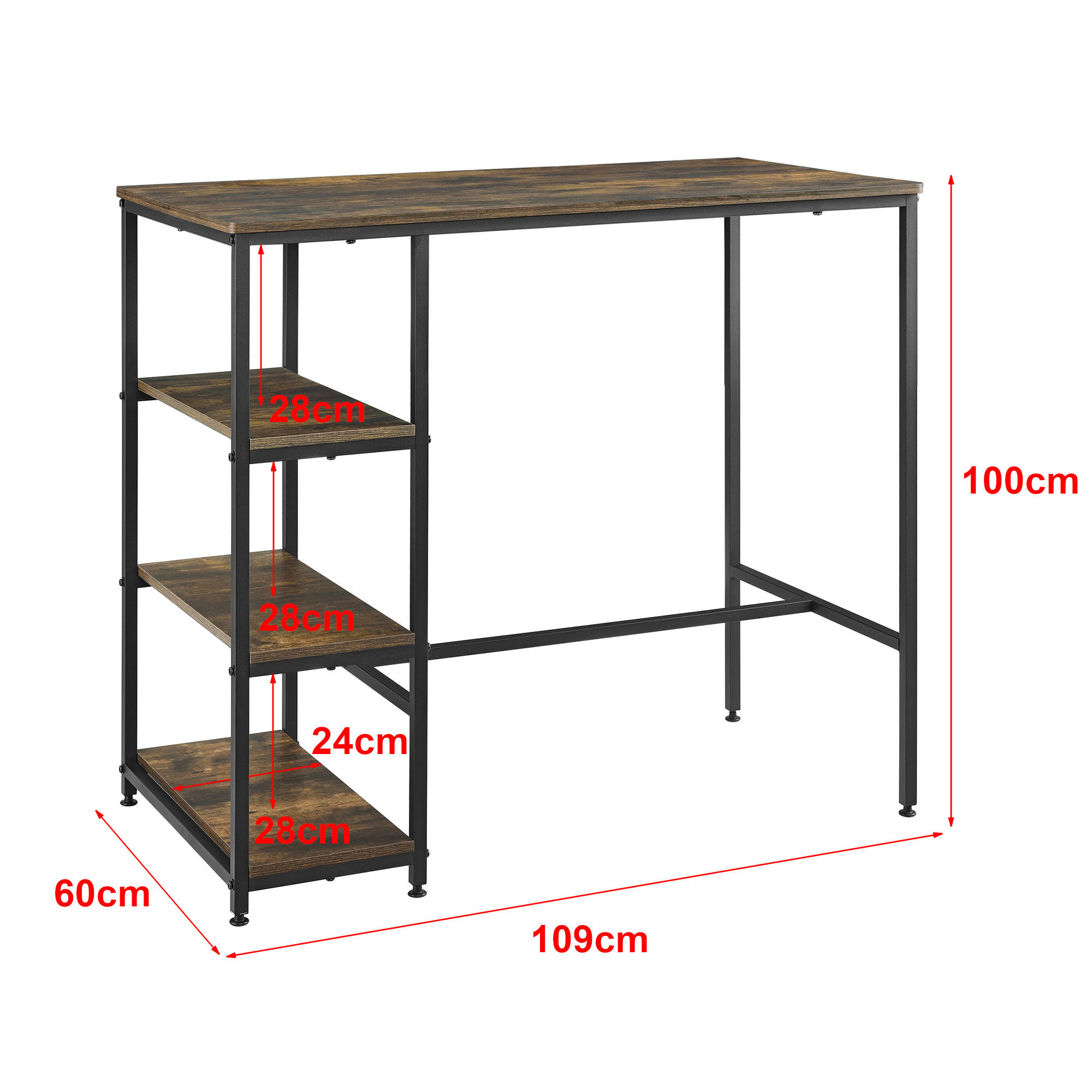Thumbnail - [en.casa] Bartisch, Dunkelbraun, Metall, Rechteckig,Rechteckig, 109x100x60 cm, Esszimmer, Barmöbel, Bartische