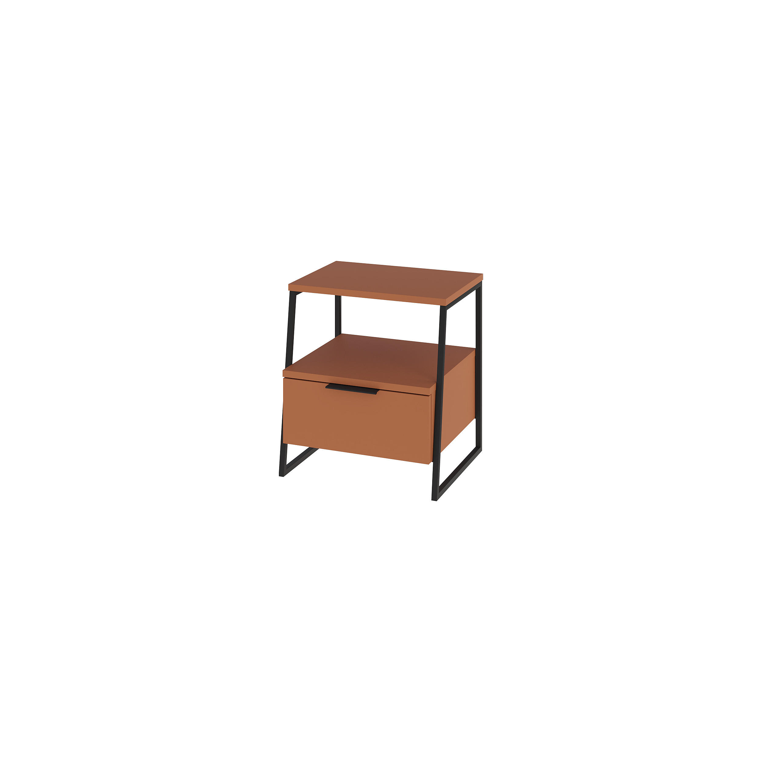 NACHTTISCH Pal mit Schublade Zimtbraun 45/33,4/50 cm - Cognac/Schwarz, Holzwerkstoff/Metall (45/50/33.4cm) - Decortie