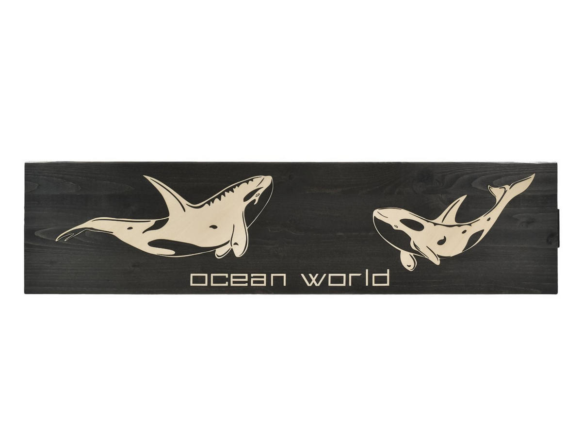 WANDBILD Orcas Holz 80/20 cm - Creme/Braun, Holz (2.5/20cm) - Raumzutaten