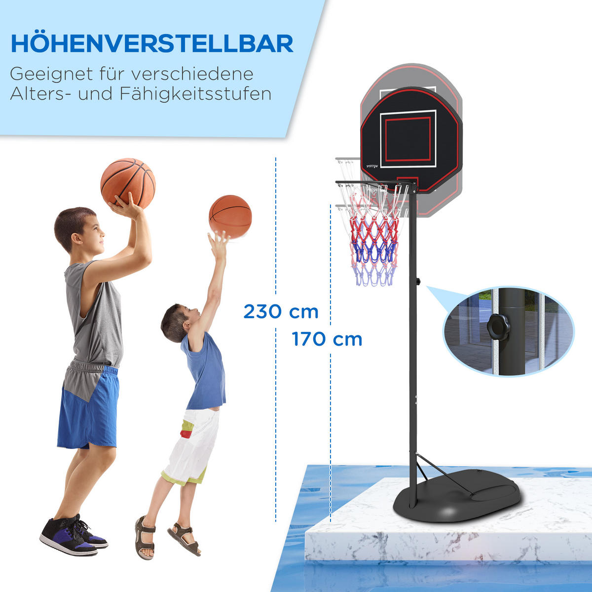 BASKETBALLKORB - Schwarz, Metall (60/84cm) - SPORTNOW