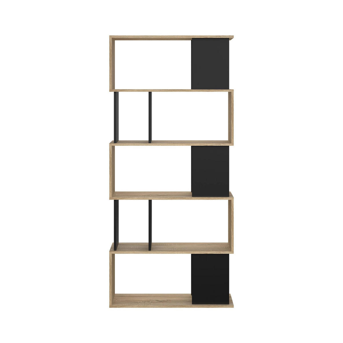 BÜCHERREGAL Eiche, Schwarz 29.5/80/173.5 cm - Braun, Holzwerkstoff (80/173.5/29.5cm) - DMORA