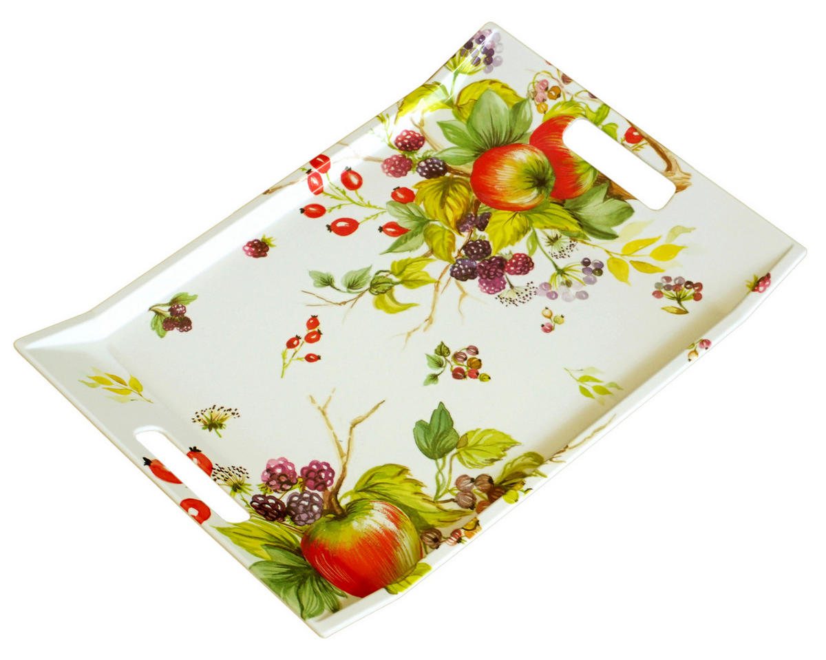 TABLETT Brombeeren, rechteckige Serviertablett mit Griff 38x27 cm - Brombeere, Kunststoff (27/3/38cm) - Lashuma