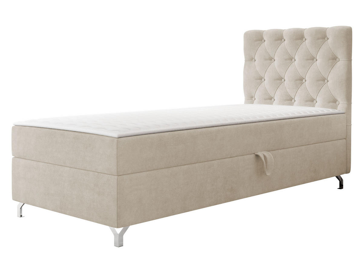 BOXBETT Chester 1, Seite: Rechts - Silberfarben/Naturfarben, Holz/Textil (80/200cm) - MIRJAN24