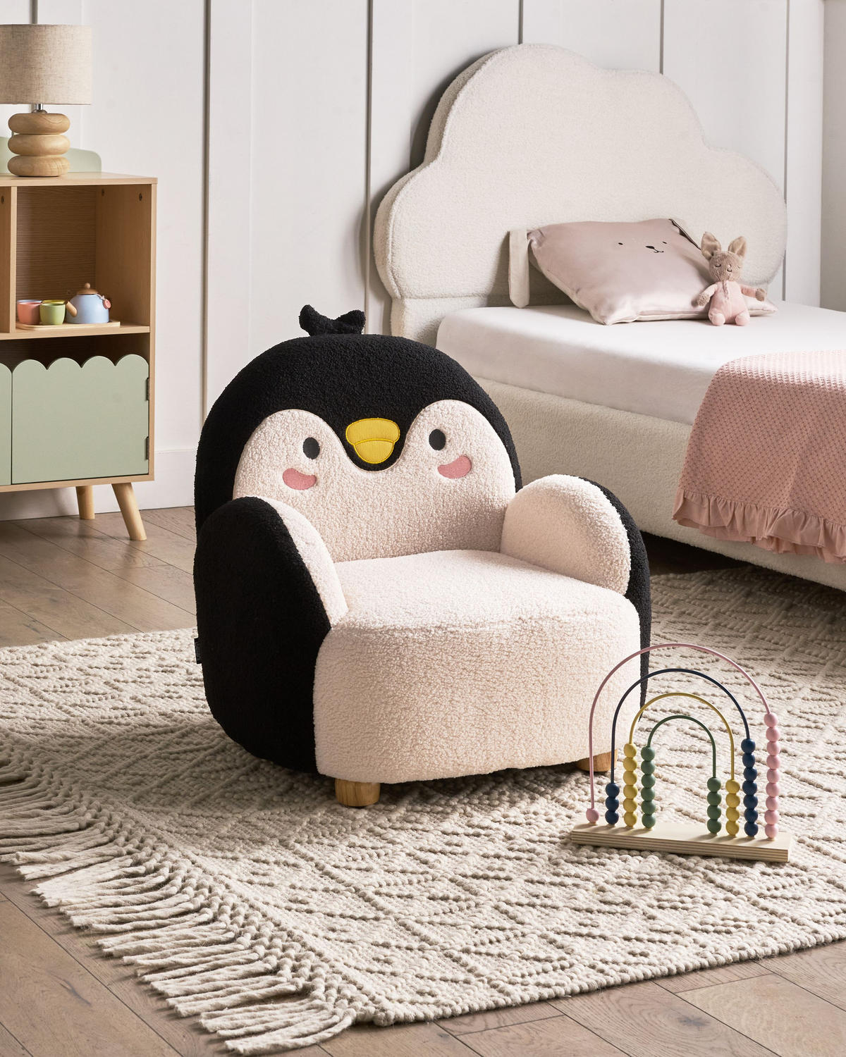 KINDERSESSEL Cremeweiß Fyn - Schwarz/Weiß, Textil (50/60/55cm) - Beliani