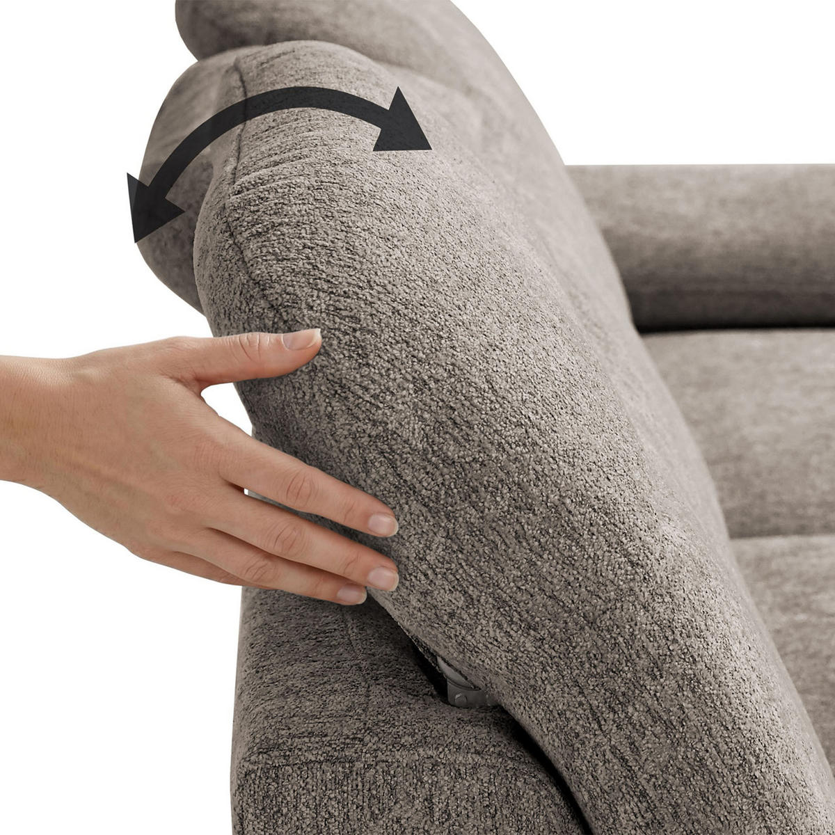 ECKSCHLAFSOFA Sora Mini mit verstellbaren Kopfstützen und Schlaffunktion, Chenille-Stoff, Hellbraun, Rechts - Hellbraun/Schwarz, Textil (190/285cm) - Beautysofa