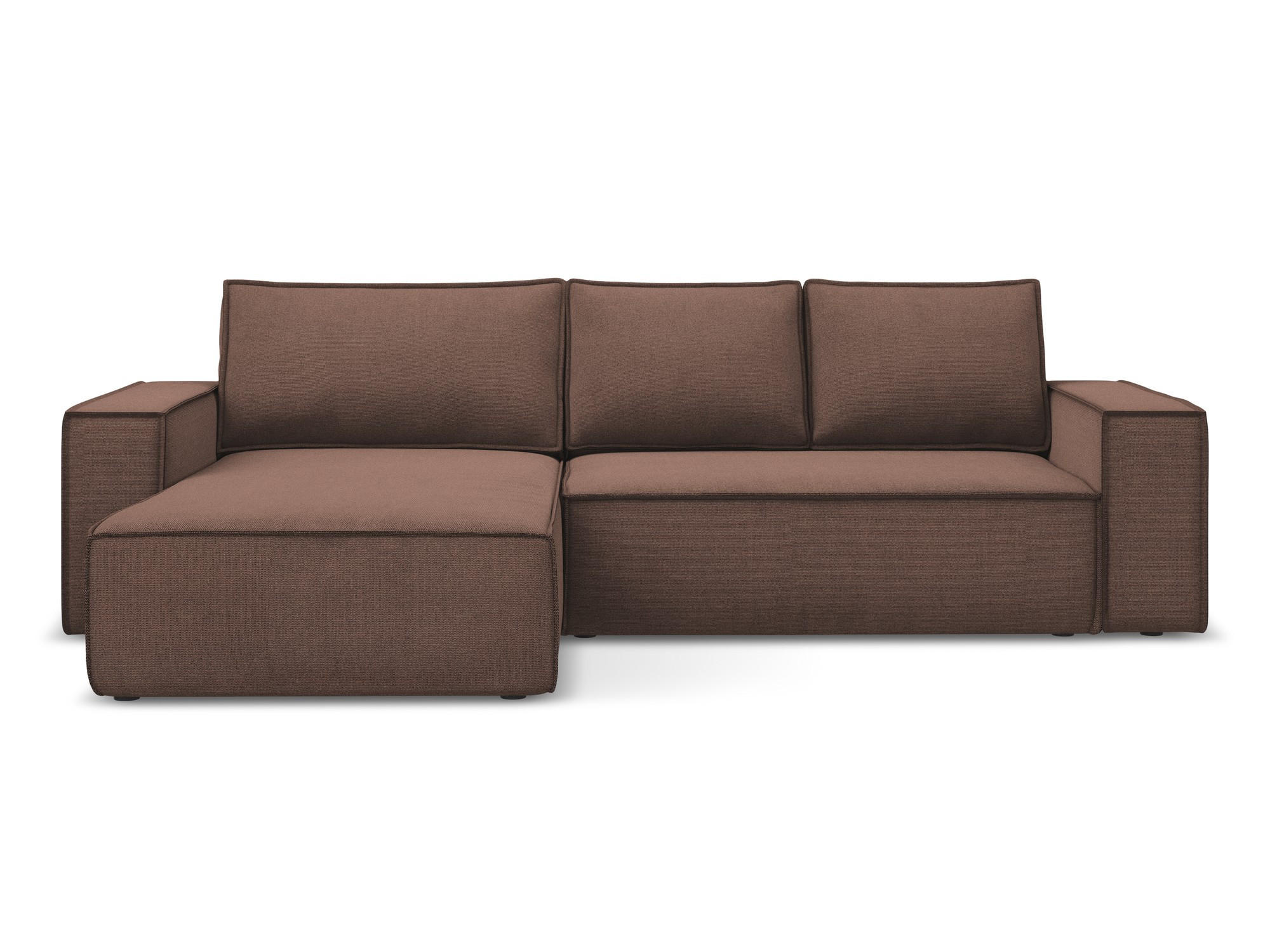 ECKSOFA mit Schlaffunktion Strukturstoff Stoff Pink - Pink/Hellrosa, Kunststoff/Textil (185/290cm) - Makamii