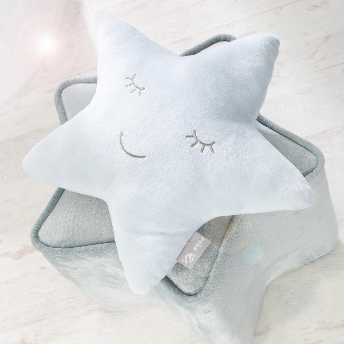 KUSCHEL- UND DEKOKISSEN Stern blau - Türkis, Textil (32/8cm) - Roba