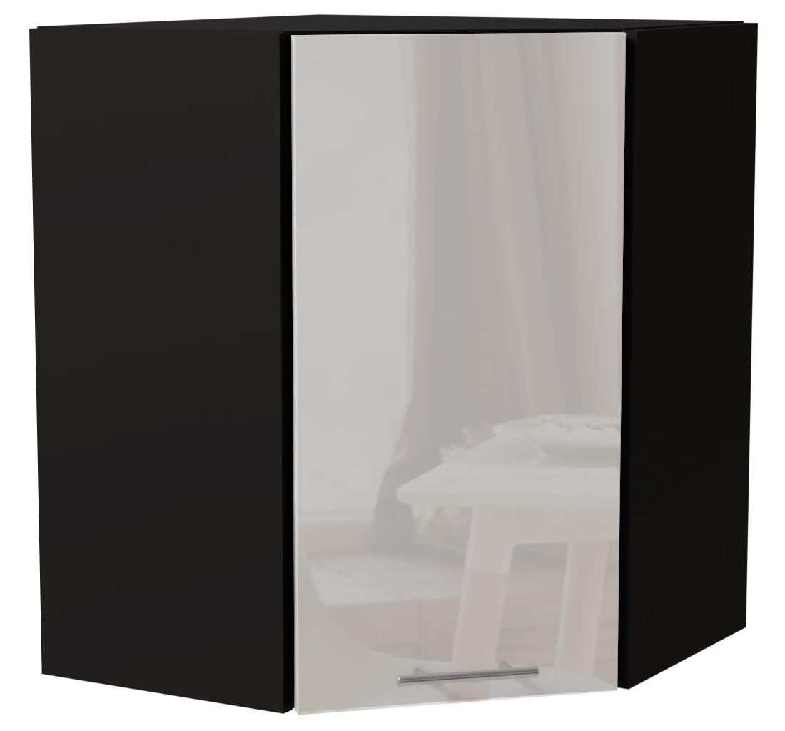 Feldmann-Wohnen Eckhängeschrank Weiß Hochglanz, Schwarz 60x72x60 cm